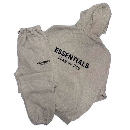 Essentials Fear Of God Dark Leather Tracksuit Grey