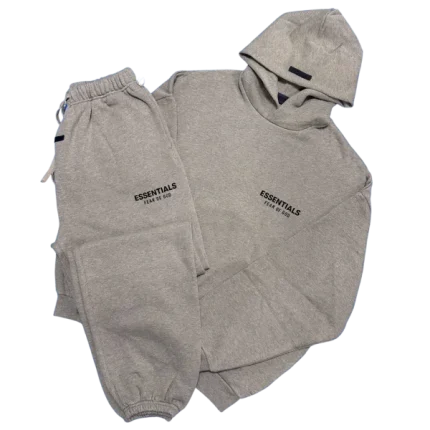 Essentials Fear Of God Dark Leather Tracksuit Grey
